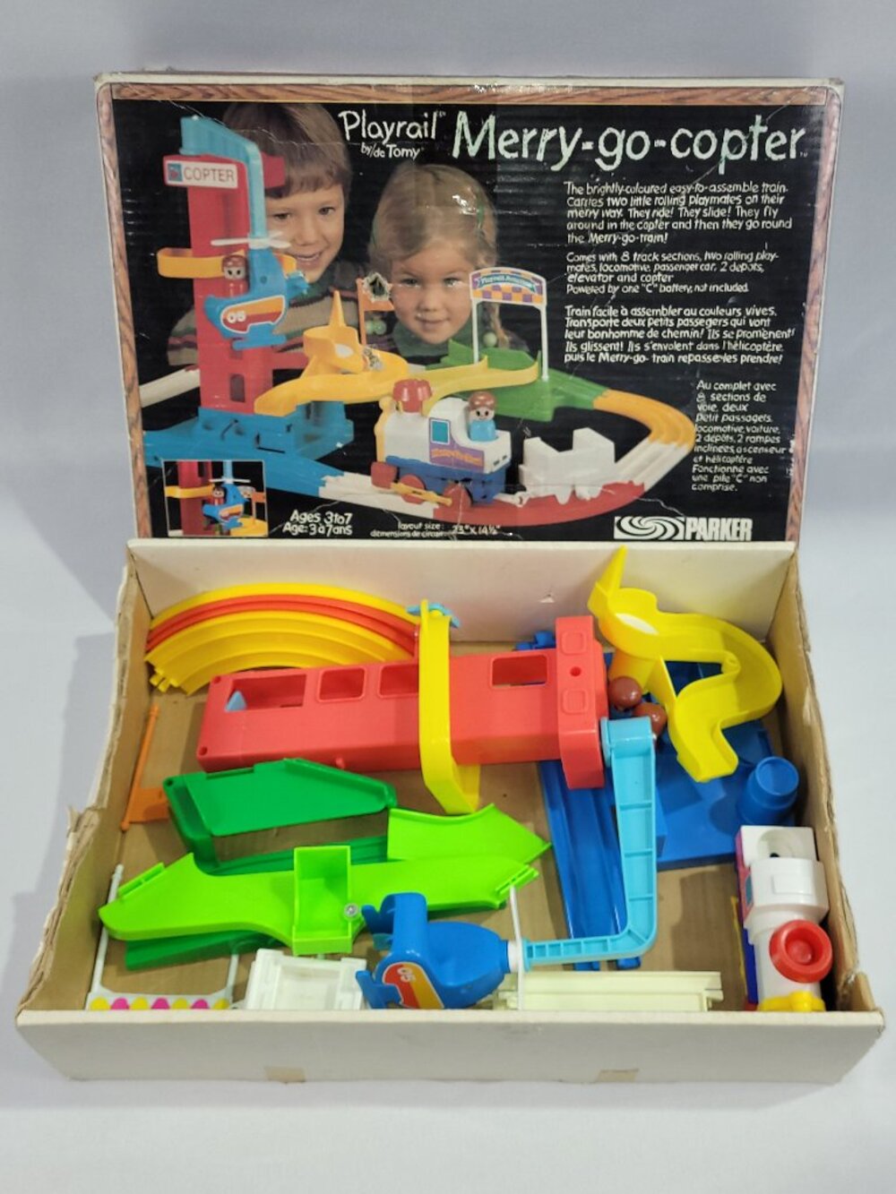 Tomy Playrail Merry-Go-Copter Vintage 80s Electronic Toy Rail Parker Brothers